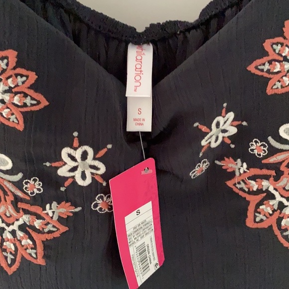 XHILARATION charcoal blue/grey embroidered romper jumpsuit S - Picture 2 of 4